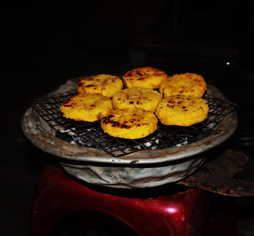 Hot potato cakes Vegetarian Street Food in Vietnam