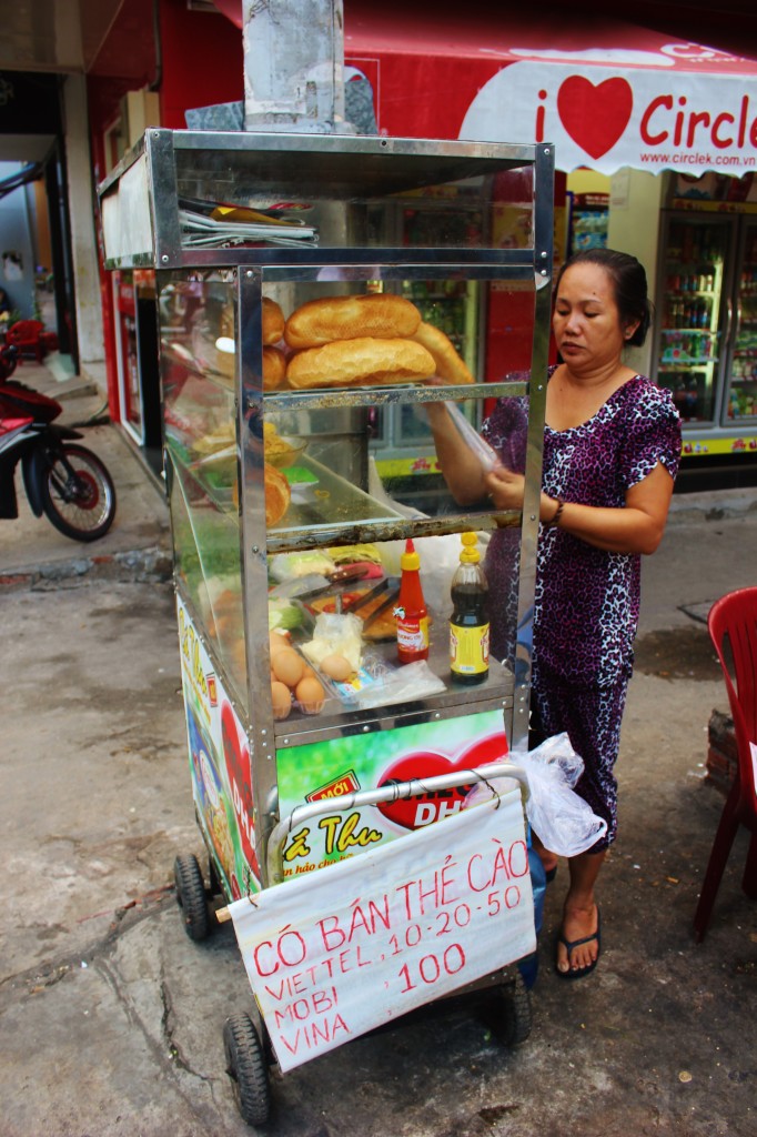 baguette seller Vegetarian Street Food in Vietnam