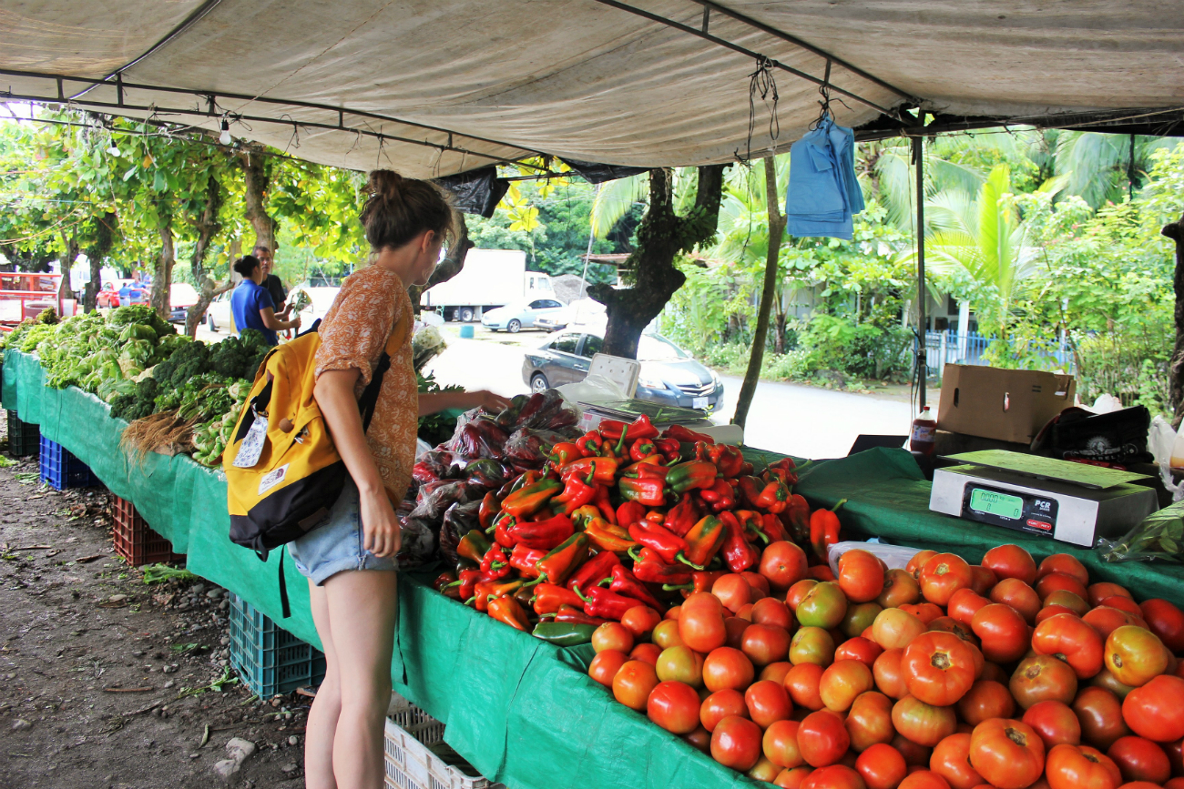 Charlie at Quepos farmers market - Charlie on Travel
