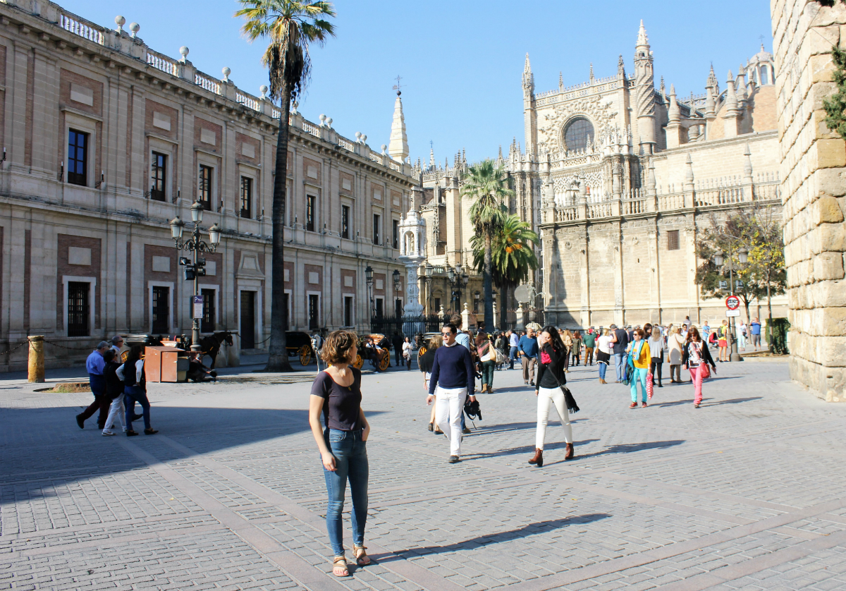 Slow Travel in Seville - Standing by Seville Cathedral - Charlie on Travel 1200