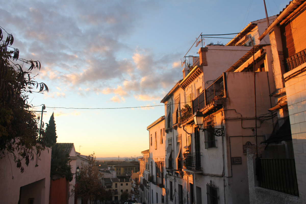 Sunset on Airbnb Street Granada Spain - Charlie on Travel