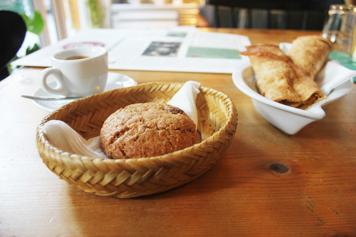 Vegan banitsa and cookie at Sunmoon Bakery Sofia Bulgaria - Charlie on Travel