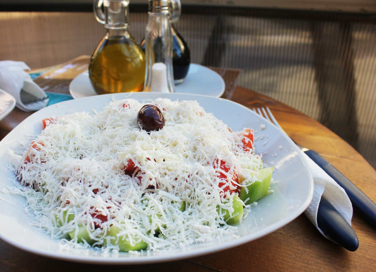 Shopska salad in Macedonia - Charlie on Travel