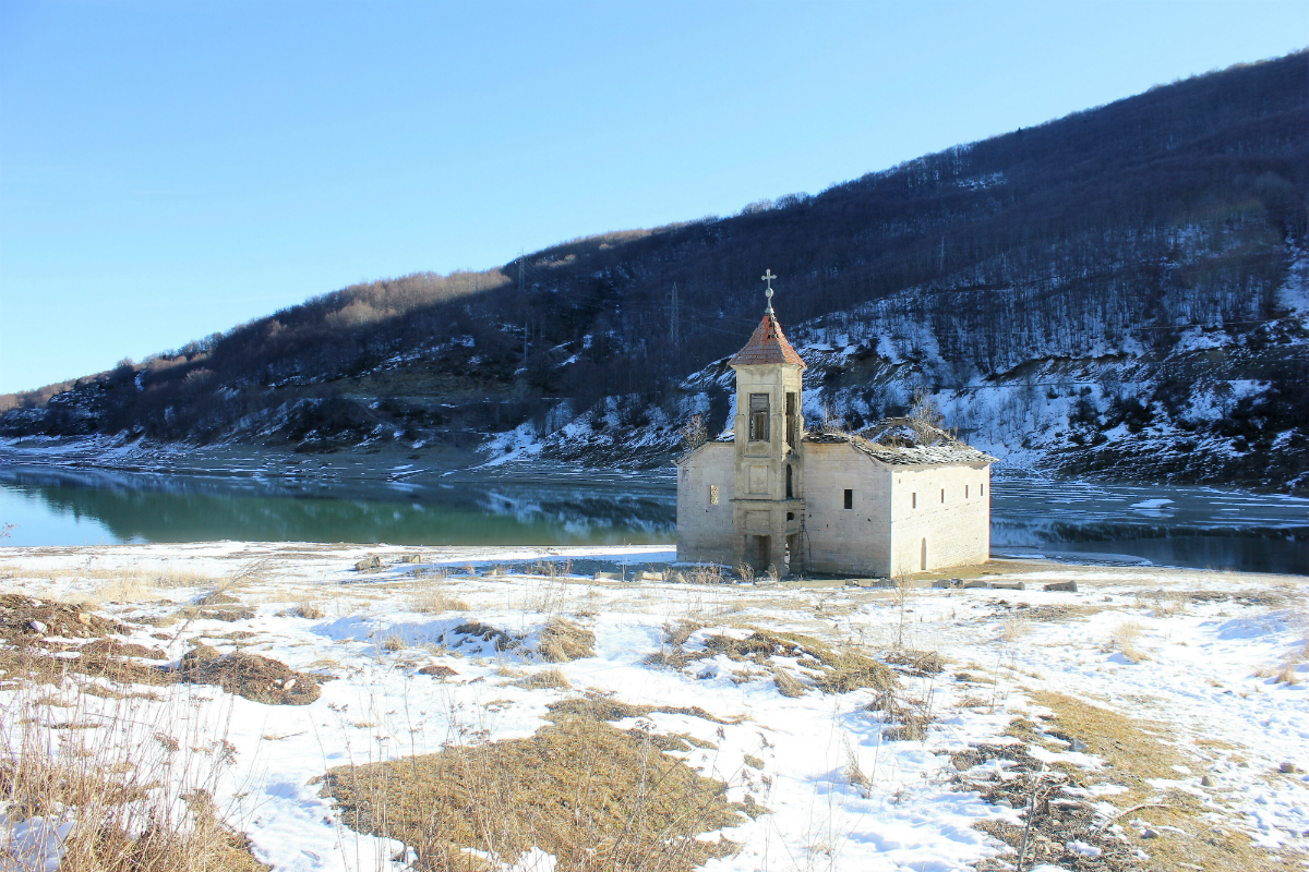 Sunken church in Mavrovo Macedonia - Charlie on Travel