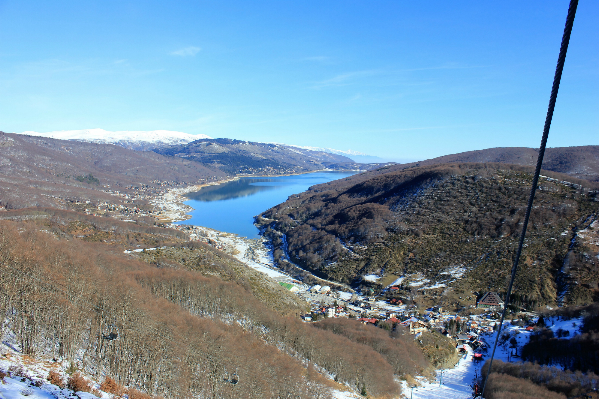 View over the lake skiing in Mavrovo Macedonia - Charlie on Travel