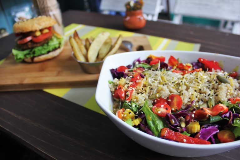 Vegetarian in Mexico City - vegan burger and salad
