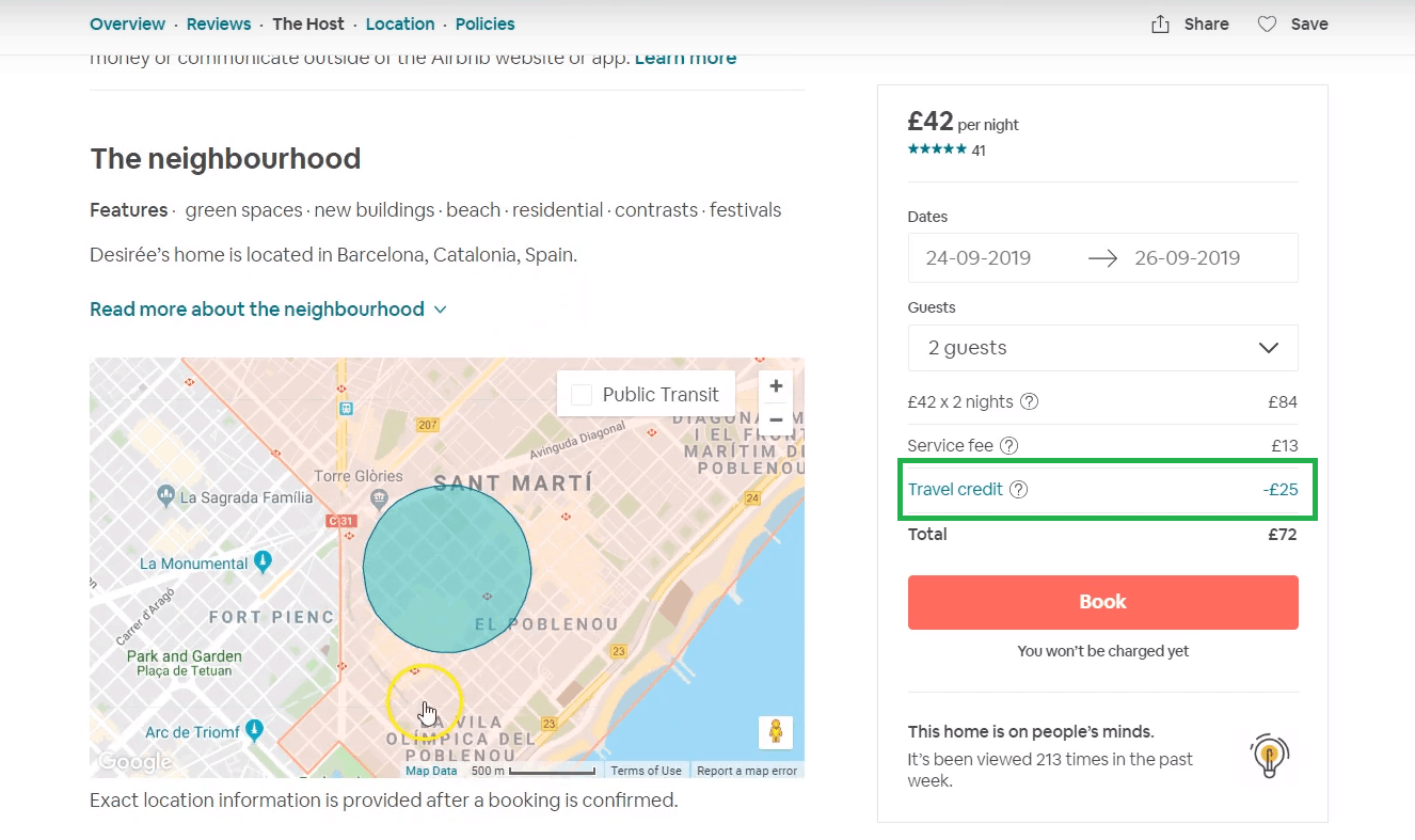 Airbnb Discount Code Applied to Airbnb Booking