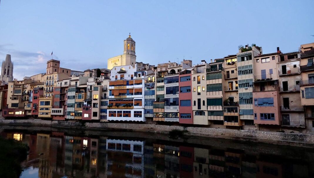 Colourful houses along the Onyar river in Girona, Spain