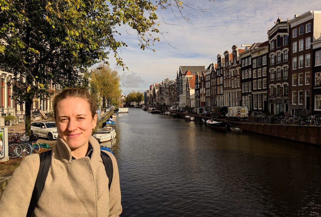 Charlie in Amsterdam Canals in Golden Light