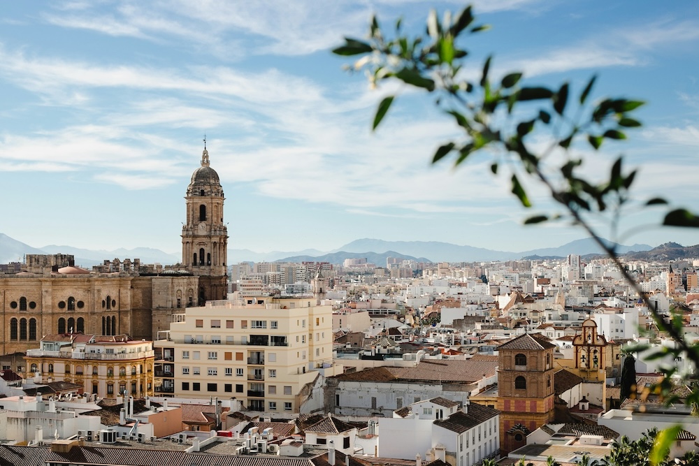 Malaga view of city and cathedral